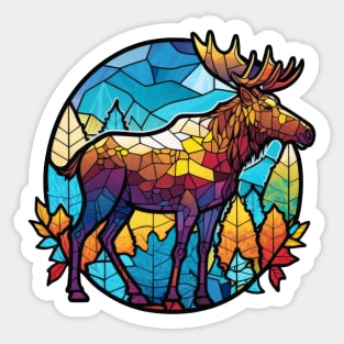 Moose Animal Portrait Stained Glass Wildlife Outdoors Adventure Sticker